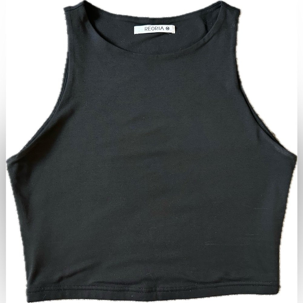 REORIA Women’s Sexy Sleeveless Racer Back Tank Tops Halter Neck Crop Tops - Picture 7 of 11